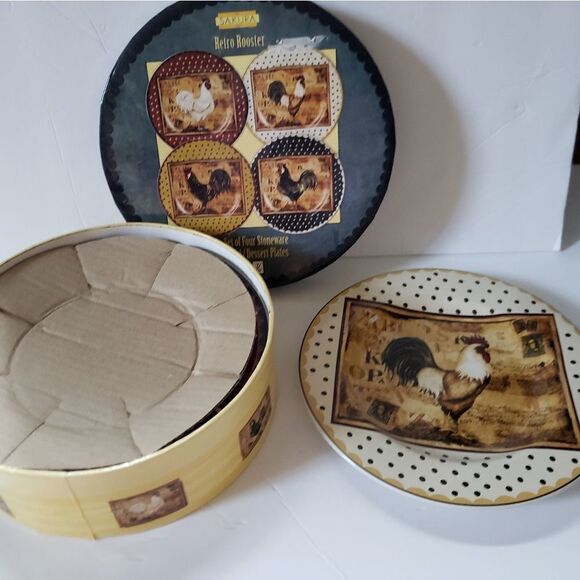 NIB Sakura Retro Rooster Plates - Picture 4 of 6